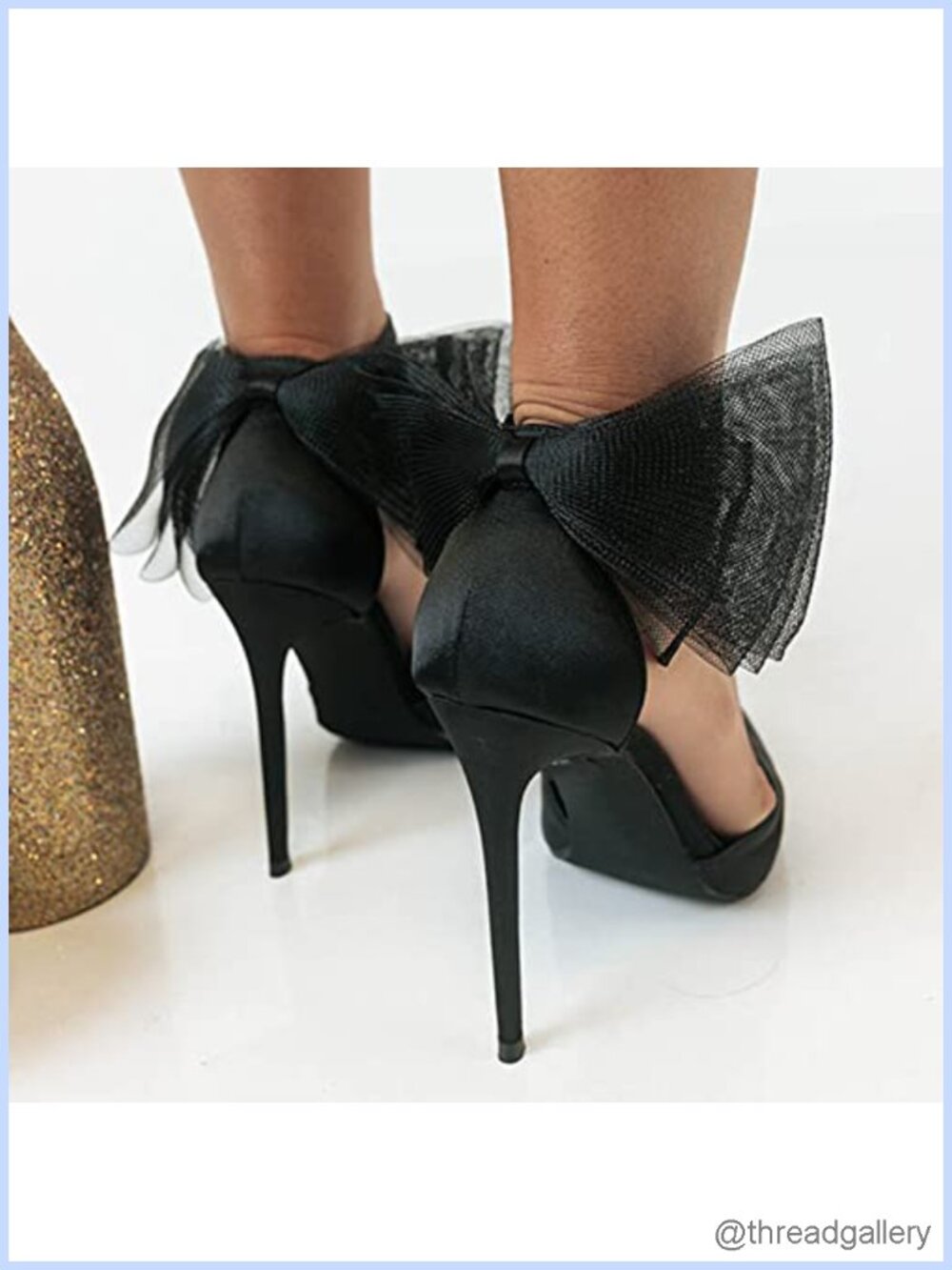 Satin Stiletto Heels Pointed Toe Bow Ankle Strap Pumps Women - Picture 4 of 6